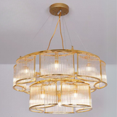 Modern Glass Rods Tile Chandelier for Low-ceiling