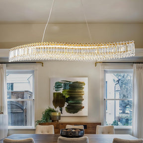 Lohan 31.5" Modern Luxury Geometric LED Crystal Kitchen Island Chandelier