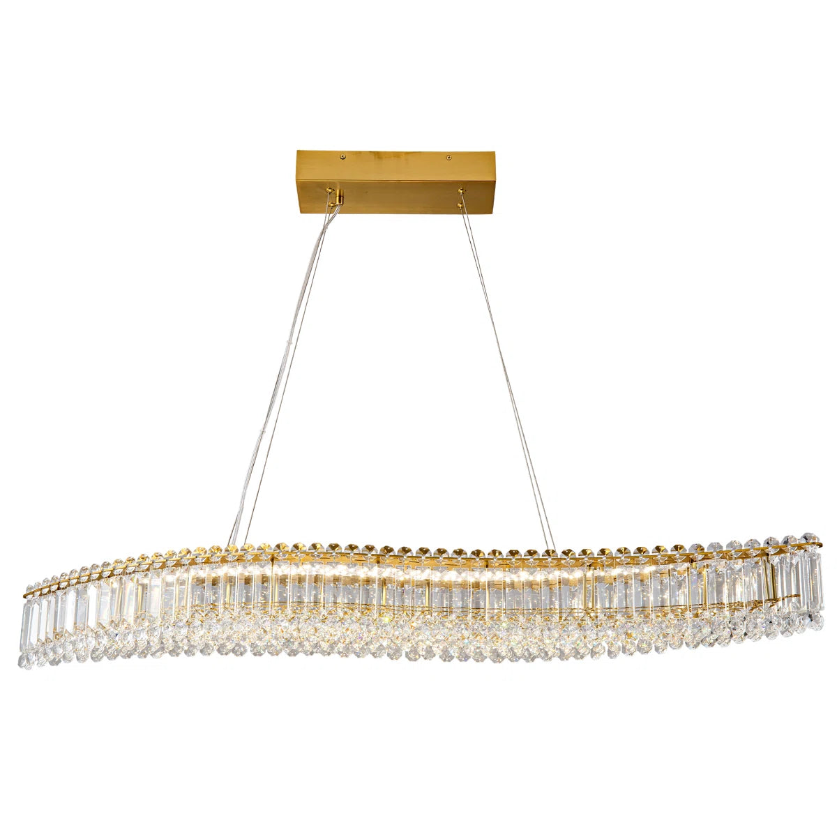 Merlin 31.5" Modern Geometric Crystal LED Chandelier for Kitchen Island & Dining Room