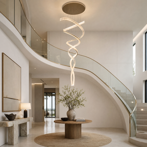 Long Spiral Crystal Chandelier with Stainless Steel Frame