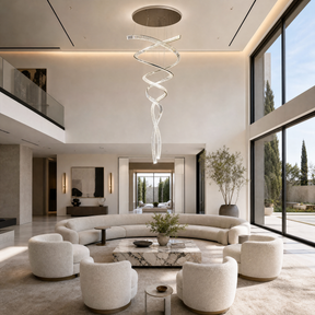 Long Spiral Crystal Chandelier with Stainless Steel Frame