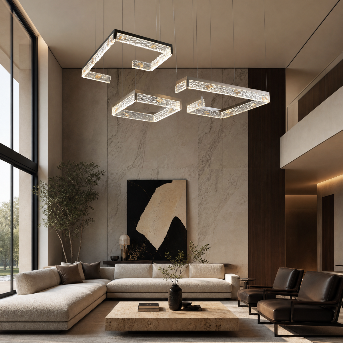 Luminous Cube Modern Multi-Tier Cluster Chandelier