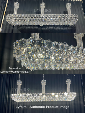 Luxury Linear Hexagonal Crystal Chandelier for Dining Room