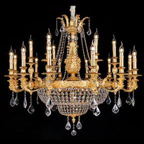 22 lights brass hanging chandeliers