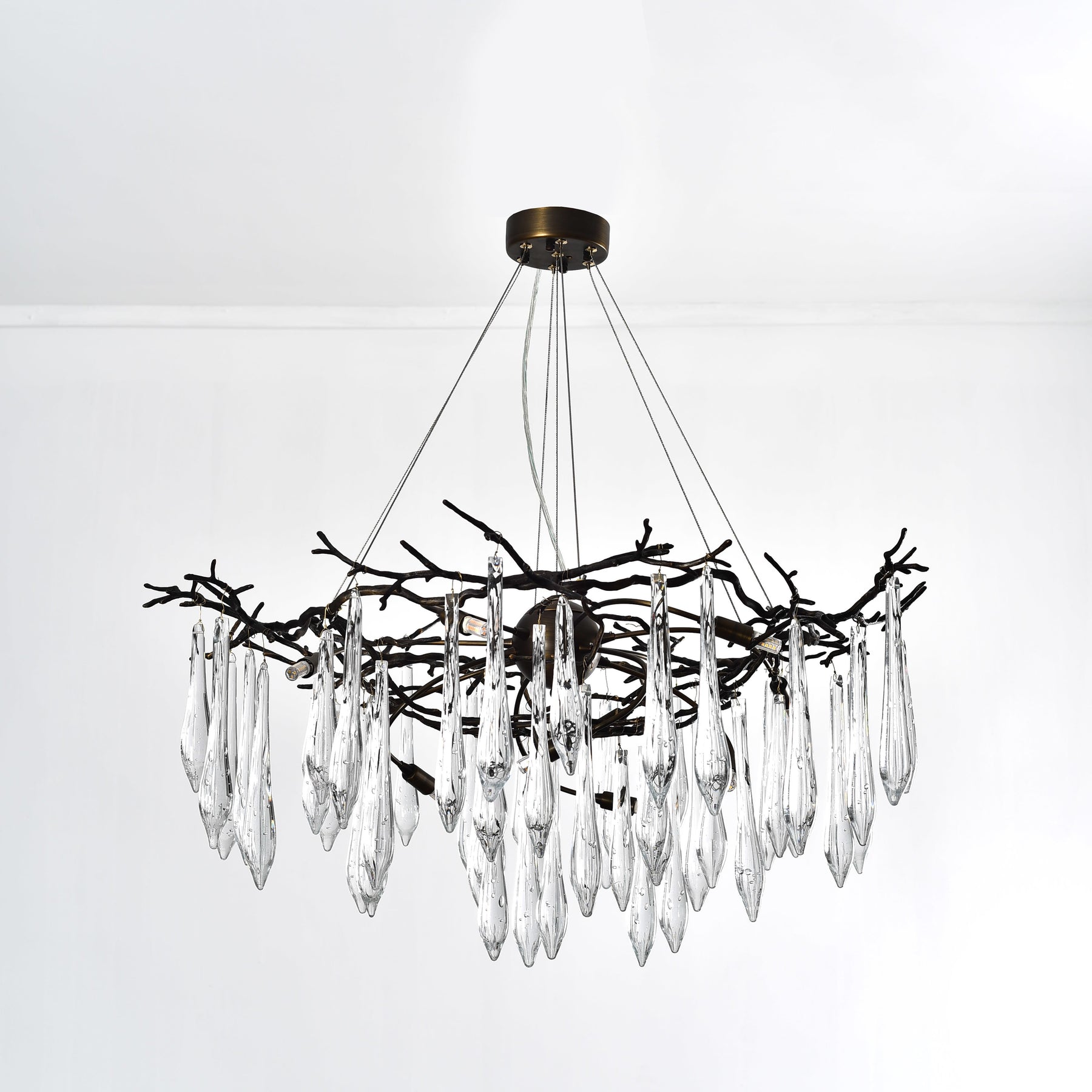 Dawn Teardrop Branch Brass Round Chandelier
