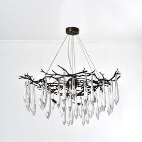 Dawn Teardrop Branch Brass Round Chandelier