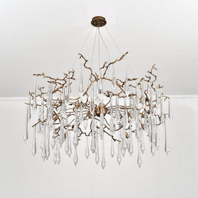 Dawn Teardrop Branch Brass Round Chandelier