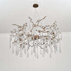 Dawn Teardrop Branch Brass Round Chandelier