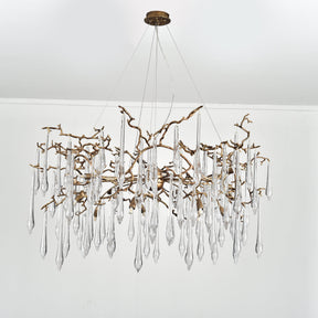 Dawn Teardrop Branch Brass Round Chandelier