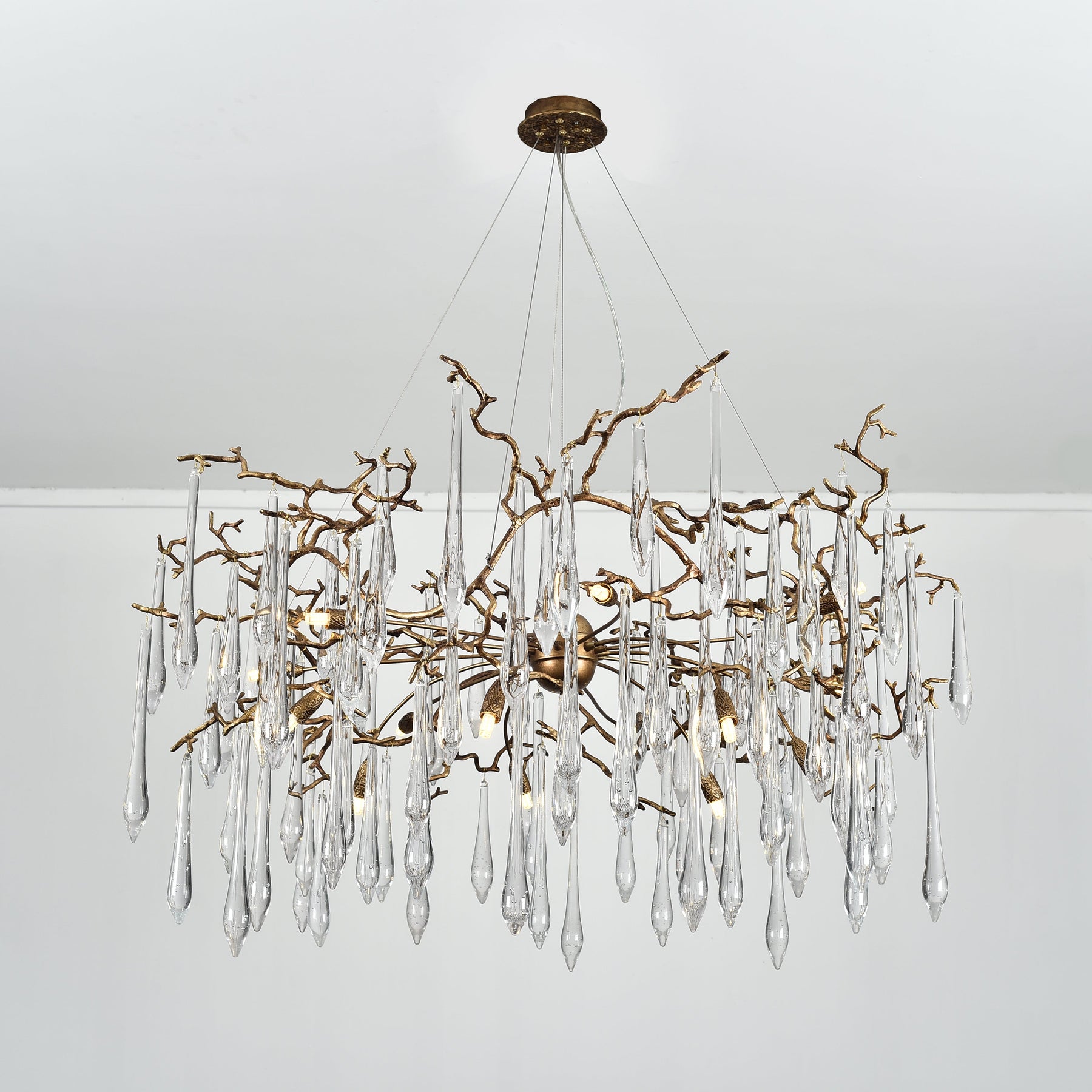 Dawn Teardrop Branch Brass Round Chandelier