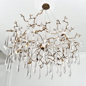 Dawn Teardrop Branch Brass Round Chandelier