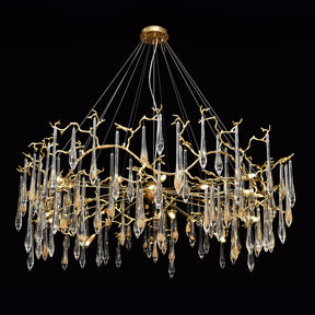 Dawn Teardrop Branch Brass Round Chandelier