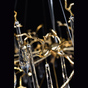 Dawn Teardrop Branch Brass Round Chandelier