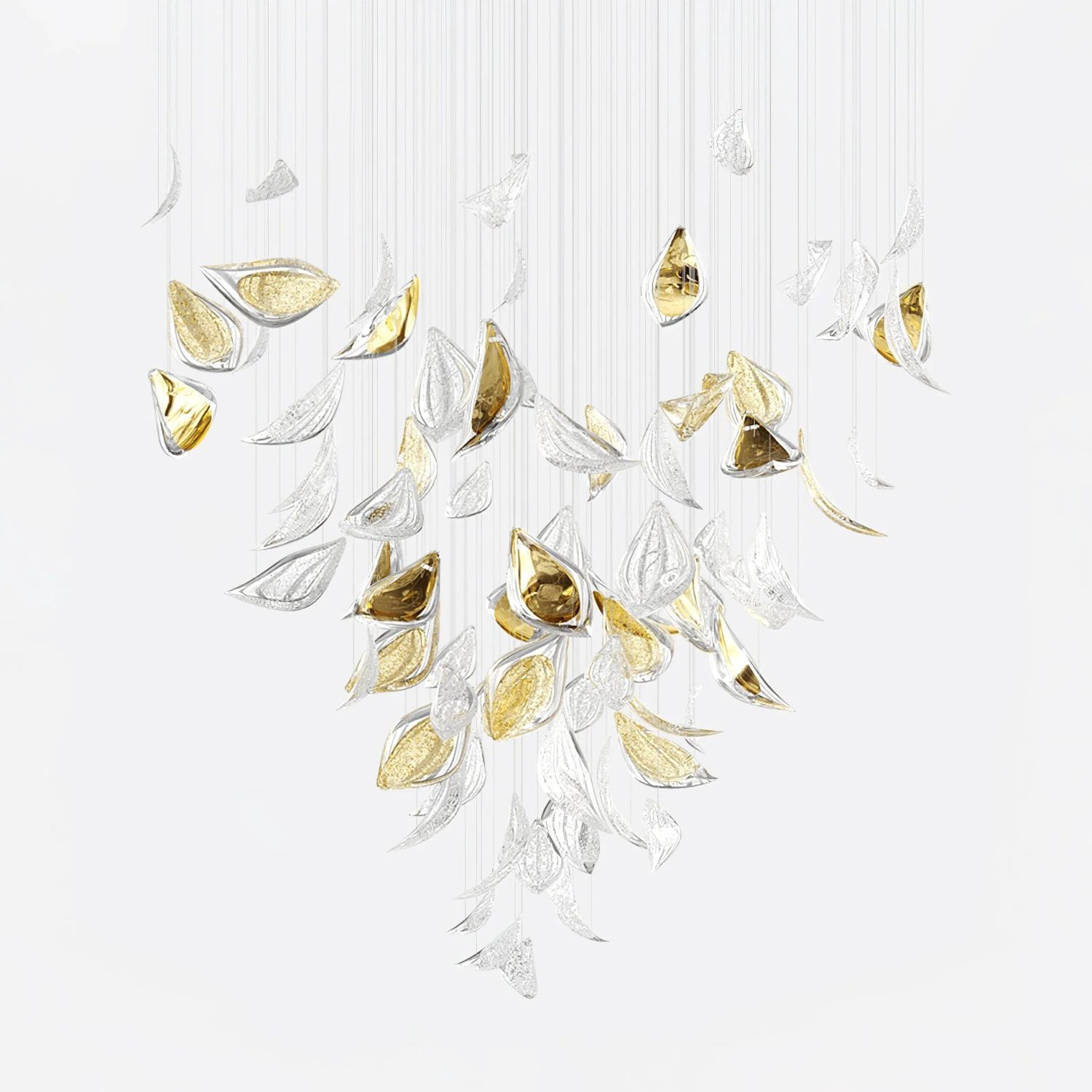 Golden Floating Leaves Chandelier