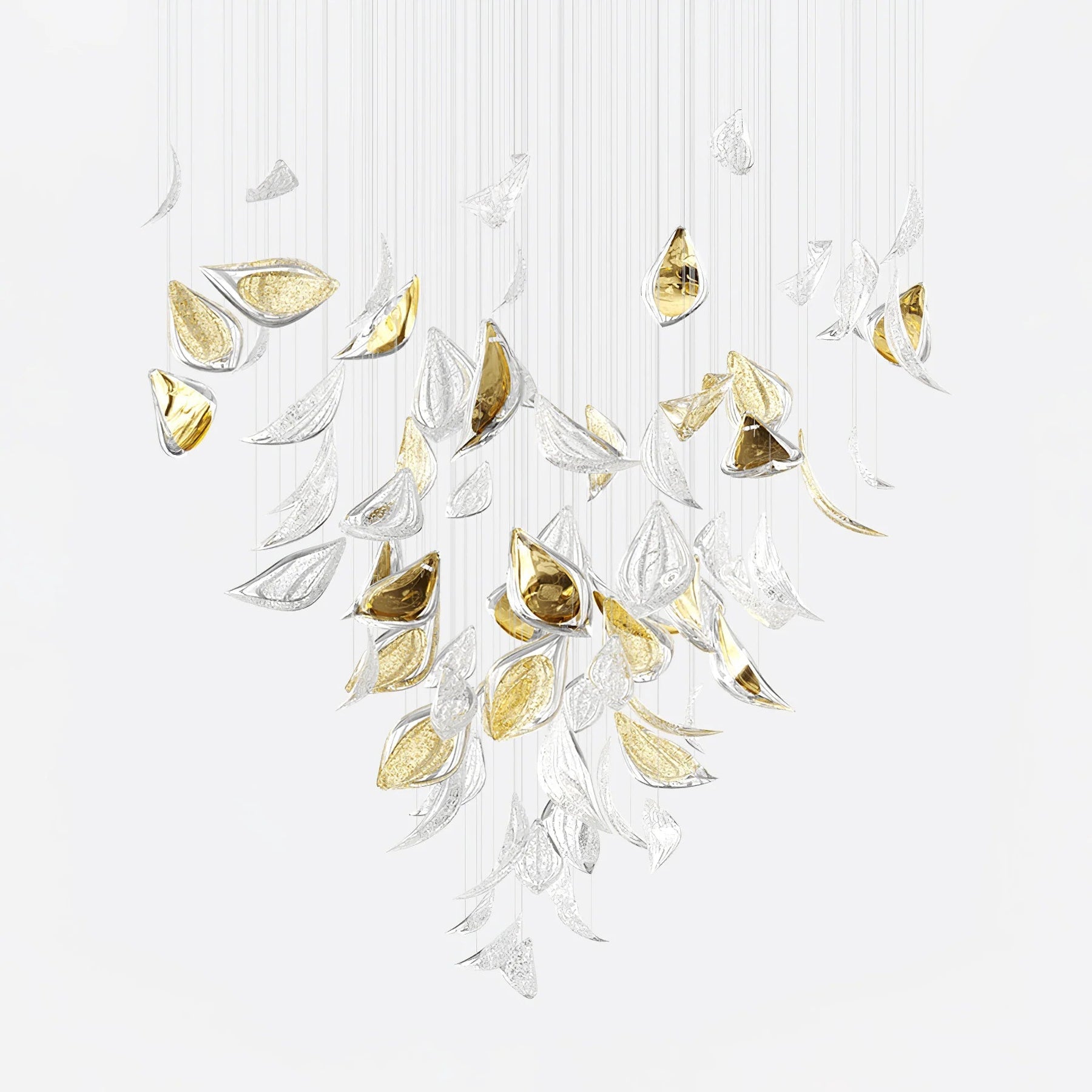 Golden Floating Leaves Chandelier