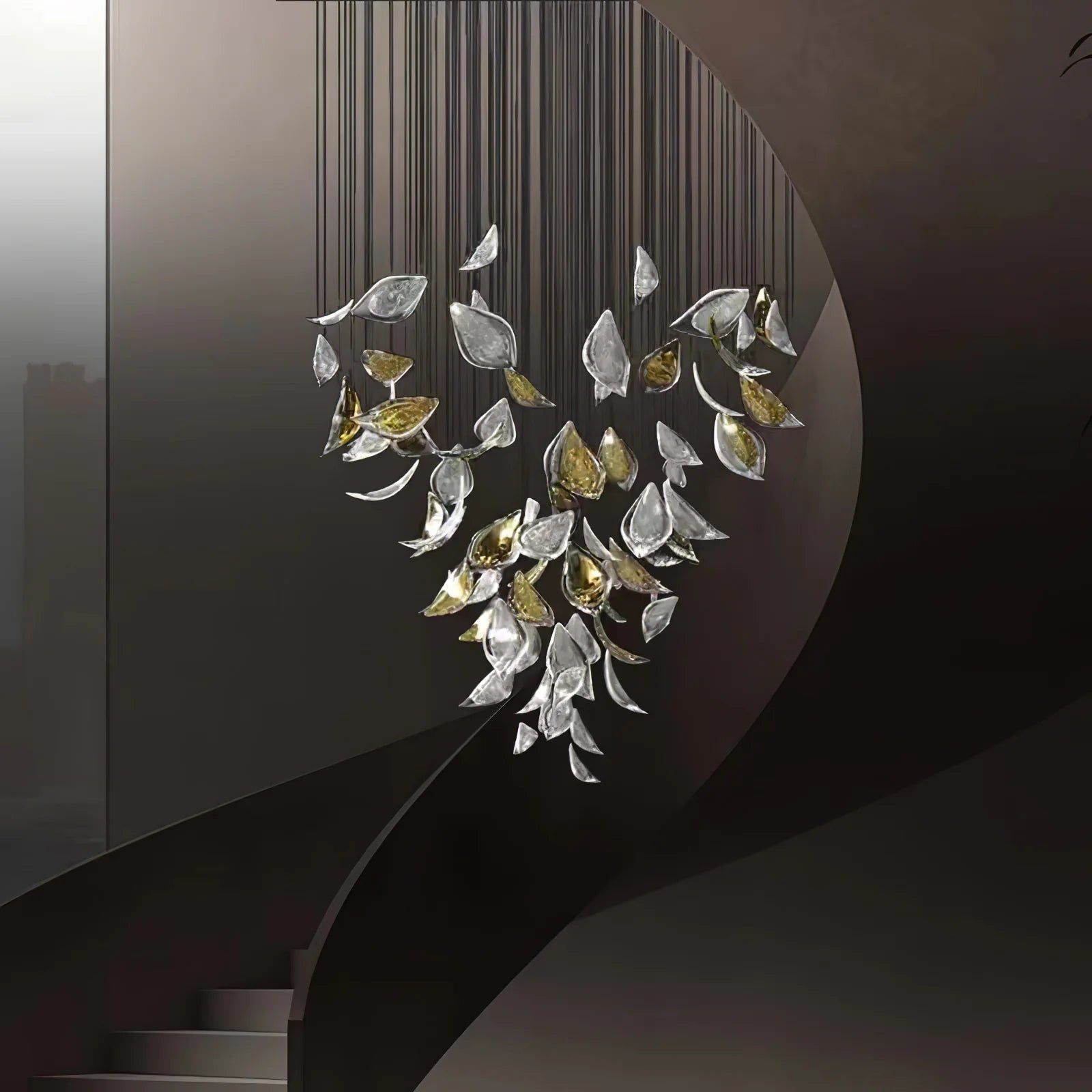 Golden Floating Leaves Chandelier