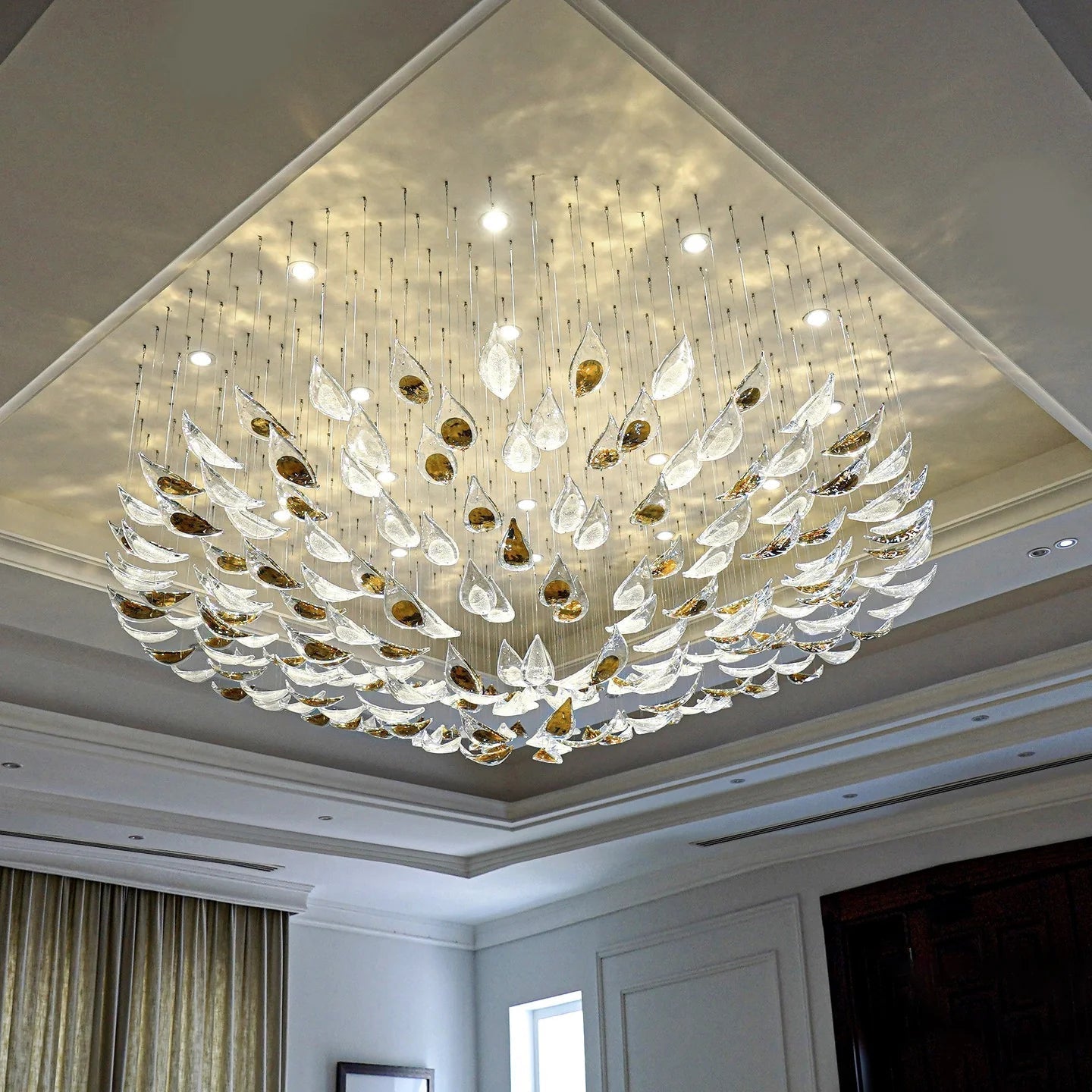Golden Floating Leaves Chandelier
