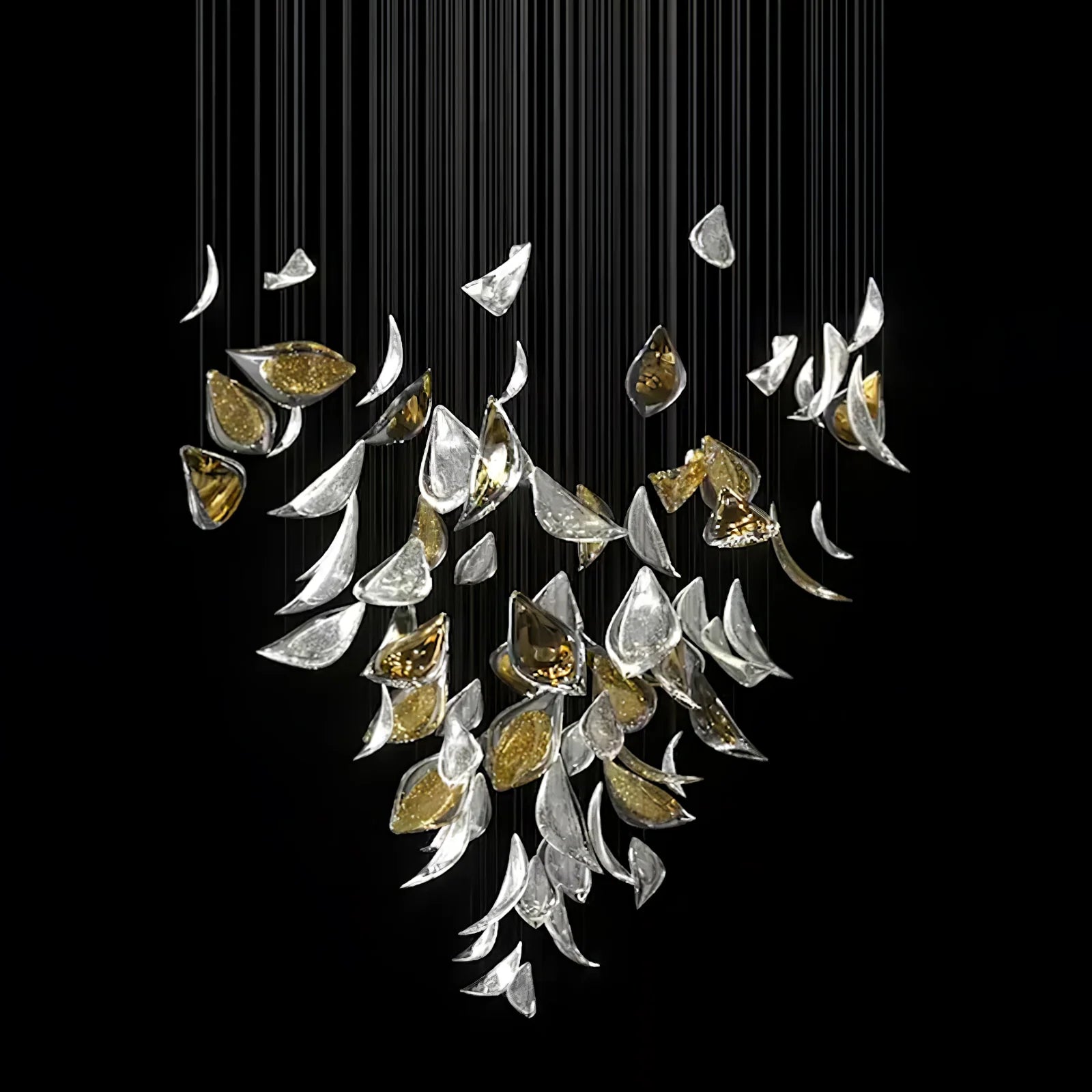 Golden Floating Leaves Chandelier