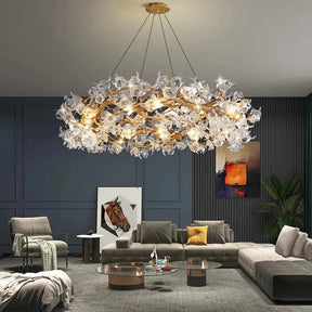 Petal Crystal Brass Branch Chandelier