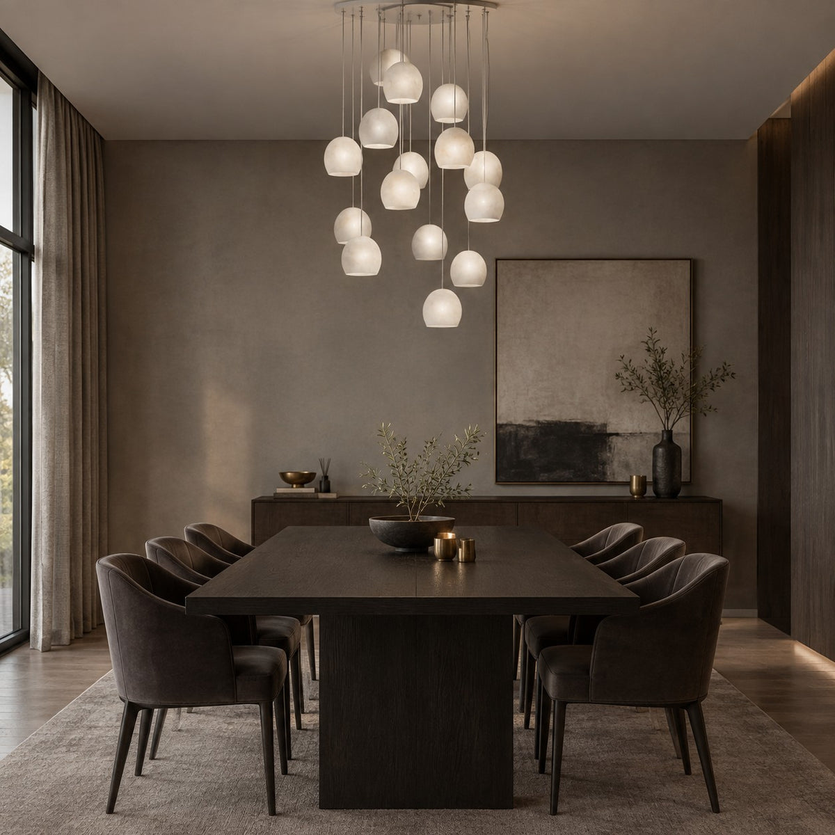 Maeva Round Alabaster Chandelier 13'' 21'' 36''