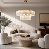 Modern Two-Tier Circular Pendant Chandelier