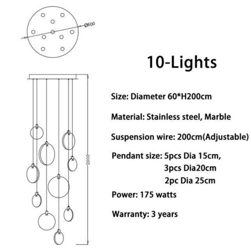 Alabaster Long Staircase Chandelier 5 styles