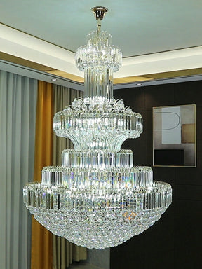 Modern Gold Foyer Extra Large Crystal Chandeliers Round Luxury Ceiling Light Fixture For Hall Entrance