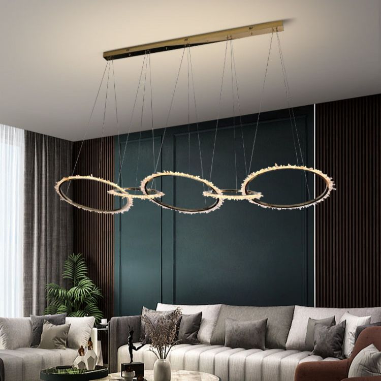 Modern Living Room Crystal 5 Ring Chandelier