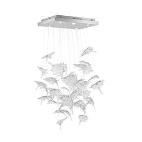 Multicolor Crystal Spiral Maple Leaf Chandelier