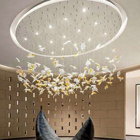 Multicolor Crystal Spiral Maple Leaf Chandelier