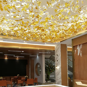 Multicolor Crystal Spiral Maple Leaf Chandelier
