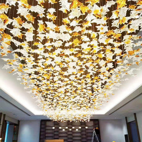 Multicolor Crystal Spiral Maple Leaf Chandelier