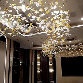 Multicolor Crystal Spiral Maple Leaf Chandelier
