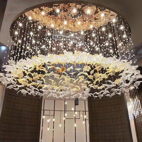 Multicolor Crystal Spiral Maple Leaf Chandelier