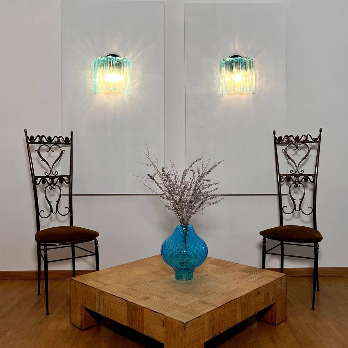 Wall Sconce  Murano-Style Fluted Glass
