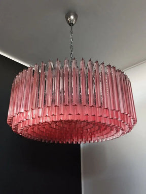 Murano Glass Chandelier – Triedri – 391 prisms – Pink