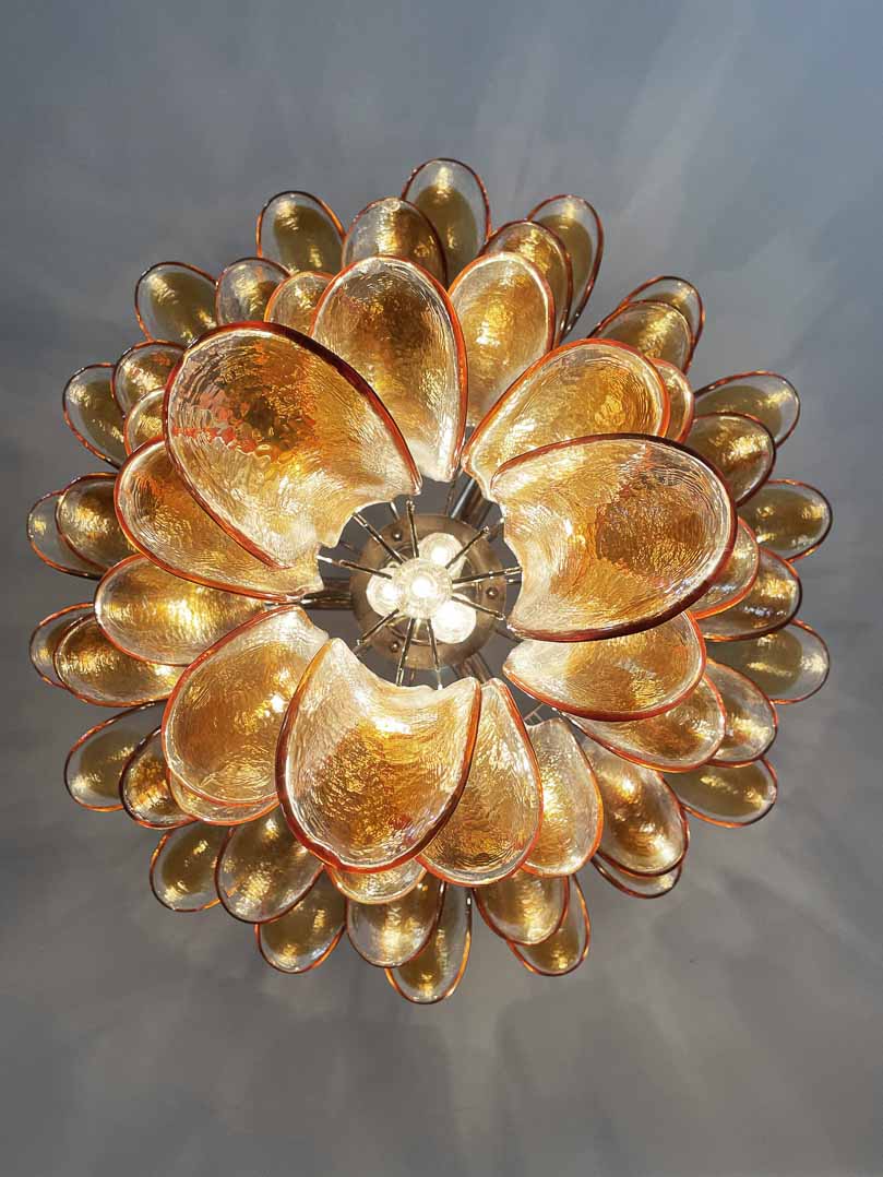 Murano Chandelier â€?52 petals â€?Amber