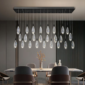 Naleya 31-Light Dimmable Rectangular Raindrop LED Crystal Kitchen Island Chandelier
