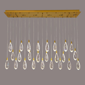 Merlin 31-Light Dimmable Rectangular LED Crystal Raindrop Chandelier for Kitchen Island