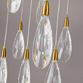 Merlin 31-Light Dimmable Rectangular LED Crystal Raindrop Chandelier for Kitchen Island
