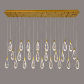 Naleya 31-Light Dimmable Rectangular Raindrop LED Crystal Kitchen Island Chandelier