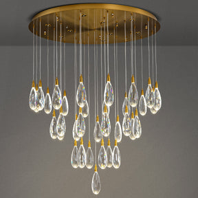 Naleya 43-Light Round Raindrop LED Crystal Chandelier for High Ceilings