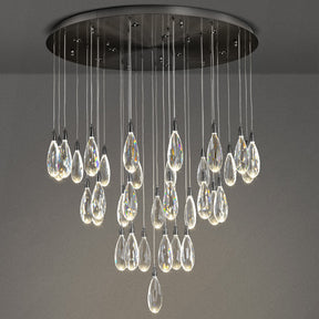 Naleya 43-Light Round Raindrop LED Crystal Chandelier for High Ceilings