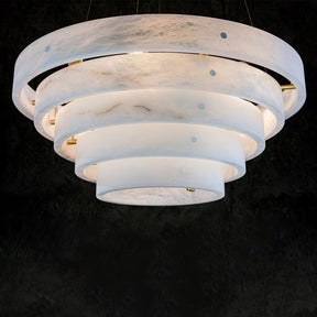 Alabaster Round Suspension Chandelier 52'' - Merlin Lamps
