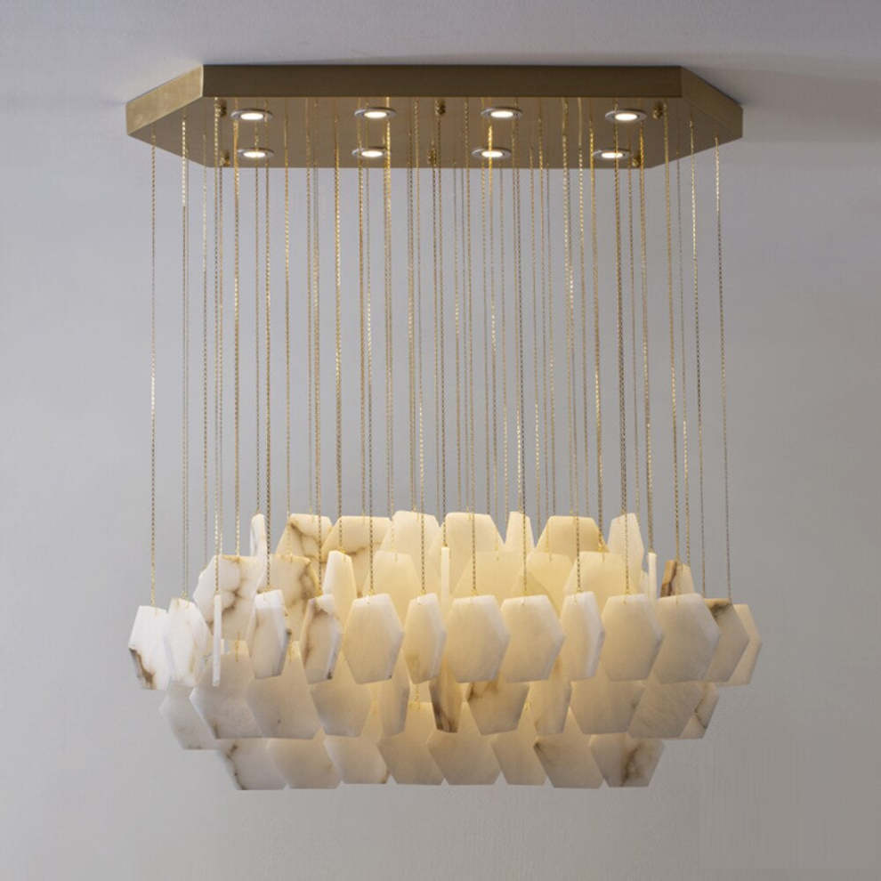 Natural Alabaster Cube Modern Chandelier