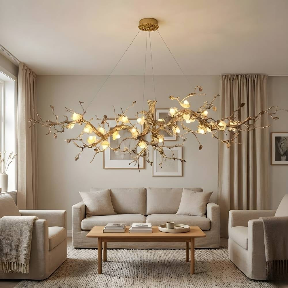 Mona Copper Branch Glass Flower Chandelier