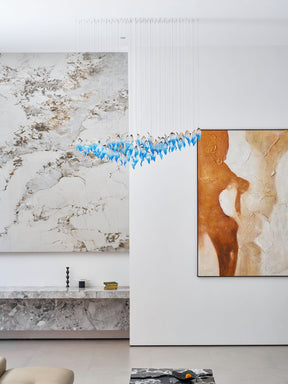 Galaxy Ocean Drift Blown Glass Crystal Spiral Chandelier