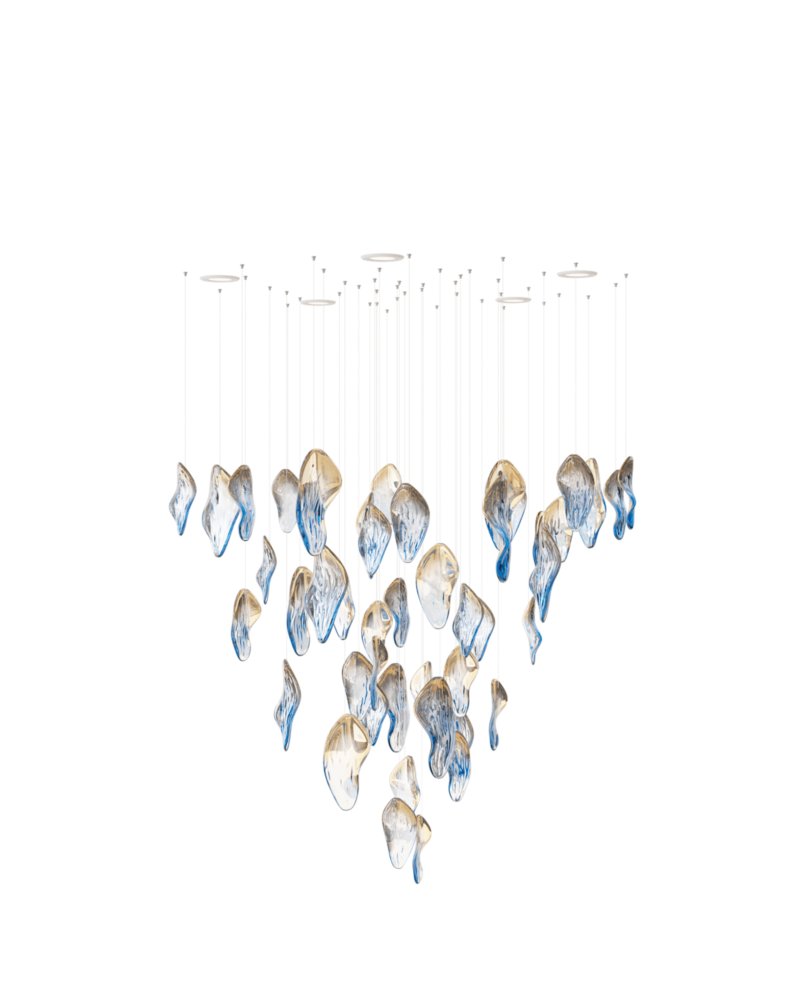 Galaxy Ocean Drift Blown Glass Crystal Spiral Chandelier