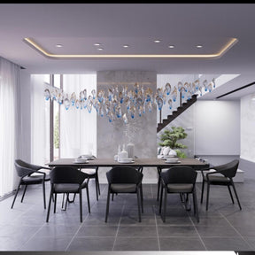 Galaxy Ocean Drift Blown Glass Crystal Spiral Chandelier