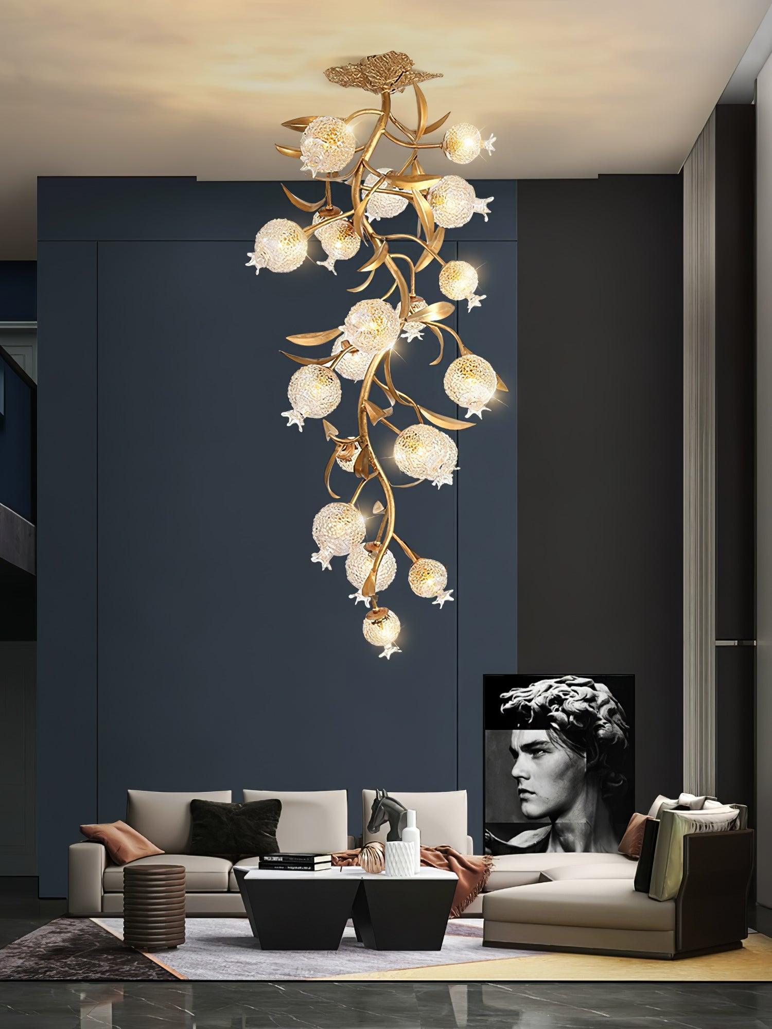 Pomegranate Brass Branch Chandelier